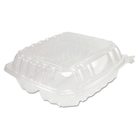 DART ClearSeal Hinged-Lid Plastic Containers, 8.25 x 3 x 8.25, Clear, PK250 C90PST3